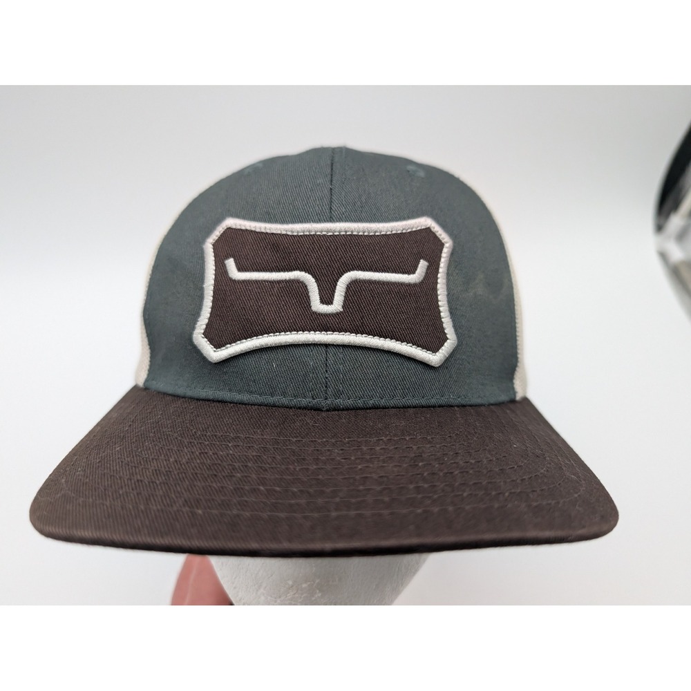 Kimes Ranch Mens Trucker Hat Charcoal Brown Cream Snapback Mesh Logo Cap